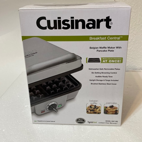BREAKFAST CENTRAL BELGIAN BRAND NEW WAFFLE MAKER WITH PANCAKE PLATE - Picture 1 of 12